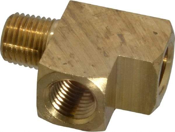 Parker - 1/4 Male Thread x 1/4 Female Thread, Brass Industrial Pipe Street Tee - MNPTF x FNPTF, 1,000 psi - Exact Tool & Supply