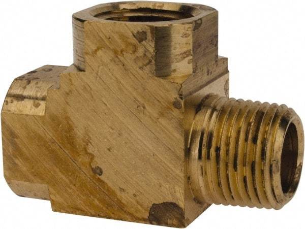 Parker - 3/8 Male Thread x 3/8 Female Thread, Brass Industrial Pipe Street Tee - MNPTF x FNPTF, 1,000 psi - Exact Tool & Supply