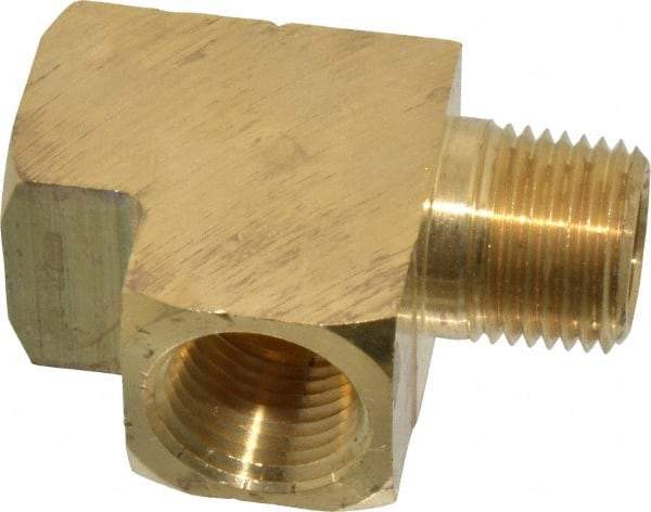 Parker - 1/2 Male Thread x 1/2 Female Thread, Brass Industrial Pipe Street Tee - MNPTF x FNPTF, 1,000 psi - Exact Tool & Supply
