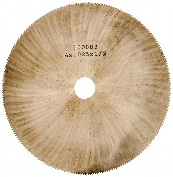 Made in USA - 4" Diam x 0.025" Blade Thickness, 1/2" Arbor Hole Diam, 220 Teeth, Solid Carbide Jeweler's Saw - Uncoated - Exact Tool & Supply