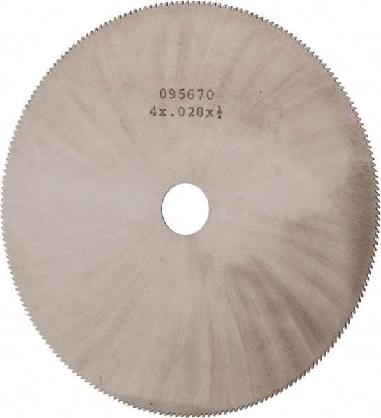 Made in USA - 4" Diam x 0.028" Blade Thickness, 1/2" Arbor Hole Diam, 220 Teeth, Solid Carbide Jeweler's Saw - Uncoated - Exact Tool & Supply