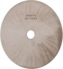 Made in USA - 4" Diam x 0.028" Blade Thickness, 1/2" Arbor Hole Diam, 220 Teeth, Solid Carbide Jeweler's Saw - Uncoated - Exact Tool & Supply