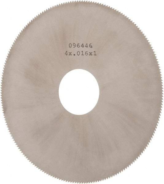 Made in USA - 4" Diam x 0.016" Blade Thickness, 1" Arbor Hole Diam, 220 Teeth, Solid Carbide Jeweler's Saw - Uncoated - Exact Tool & Supply