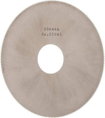 Made in USA - 4" Diam x 0.016" Blade Thickness, 1" Arbor Hole Diam, 220 Teeth, Solid Carbide Jeweler's Saw - Uncoated - Exact Tool & Supply