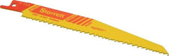 Starrett - 6" Long x 3/4" Thick, Bi-Metal Reciprocating Saw Blade - Tapered Profile, 6 to 10 TPI, Toothed Edge, Universal Shank - Exact Tool & Supply