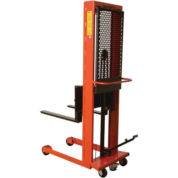 Wesco Industrial Products - 1,000 Lb Capacity, 64" Lift Height, Steel Stacker Manually Operated Lift - Exact Tool & Supply