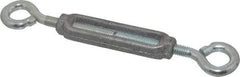 Made in USA - 96 Lb Load Limit, 5/16" Thread Diam, 2-9/16" Take Up, Malleable Iron Eye & Eye Turnbuckle - 3-7/16" Body Length, 7/32" Neck Length, 6-3/4" Closed Length - Exact Tool & Supply