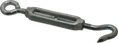 Made in USA - 144 (Eye) & 174 (Hook) Lb Load Limit, 3/8" Thread Diam, 2-7/8" Take Up, Malleable Iron Hook & Eye Turnbuckle - 3-7/8" Body Length, 1/4" Neck Length, 7-1/2" Closed Length - Exact Tool & Supply