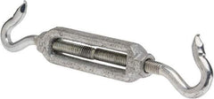 Made in USA - 112 Lb Load Limit, 5/16" Thread Diam, 2-9/16" Take Up, Malleable Iron Hook & Hook Turnbuckle - 3-7/16" Body Length, 7/32" Neck Length, 6-3/4" Closed Length - Exact Tool & Supply