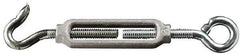 Made in USA - 68 (Hook) & 74 (Eye) Lb Load Limit, 1/4" Thread Diam, 2-1/4" Take Up, Malleable Iron Hook & Eye Turnbuckle - 2-5/16" Body Length, 11/64" Neck Length, 5-1/2" Closed Length - Exact Tool & Supply