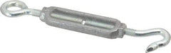 Made in USA - 112 (Hook) & 96 (Eye) Lb Load Limit, 5/16" Thread Diam, 2-9/16" Take Up, Aluminum Hook & Eye Turnbuckle - 3-7/16" Body Length, 7/32" Neck Length, 6-3/4" Closed Length - Exact Tool & Supply