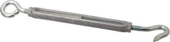 Made in USA - 144 (Eye) & 174 (Hook) Lb Load Limit, 3/8" Thread Diam, 2-7/8" Take Up, Aluminum Hook & Eye Turnbuckle - 6-7/8" Body Length, 1/4" Neck Length, 11-3/8" Closed Length - Exact Tool & Supply