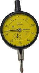 Mitutoyo - 10mm Range, 0-100 Dial Reading, 0.01mm Graduation Dial Drop Indicator - 2-3/16" Dial, 1mm Range per Revolution, 0.013mm Accuracy, Revolution Counter - Exact Tool & Supply