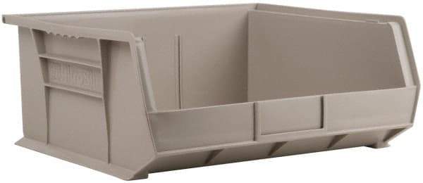 Akro-Mils - 75 Lb. Load Capacity, 14-3/4" Deep, Gray Polymer Hopper Stacking Bin - 7" High x 16-1/2" Wide x 14-3/4" Long - Exact Tool & Supply