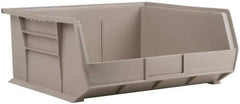 Akro-Mils - 75 Lb. Load Capacity, 14-3/4" Deep, Gray Polymer Hopper Stacking Bin - 7" High x 16-1/2" Wide x 14-3/4" Long - Exact Tool & Supply