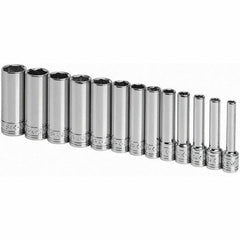 SK - 1/4" Drive Deep Socket Set - 4 to 15mm, Metric Measurement Standard - Exact Tool & Supply