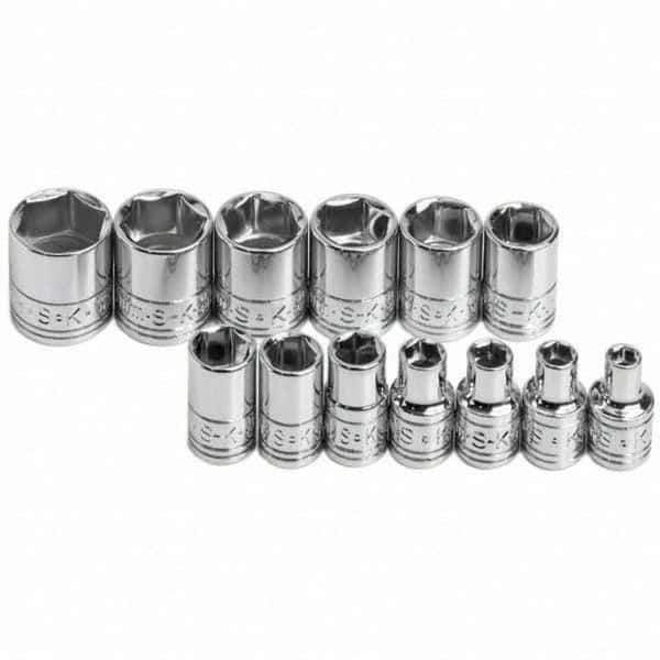 SK - 1/4" Drive Standard Socket Set - 4 to 15mm, Metric Measurement Standard - Exact Tool & Supply