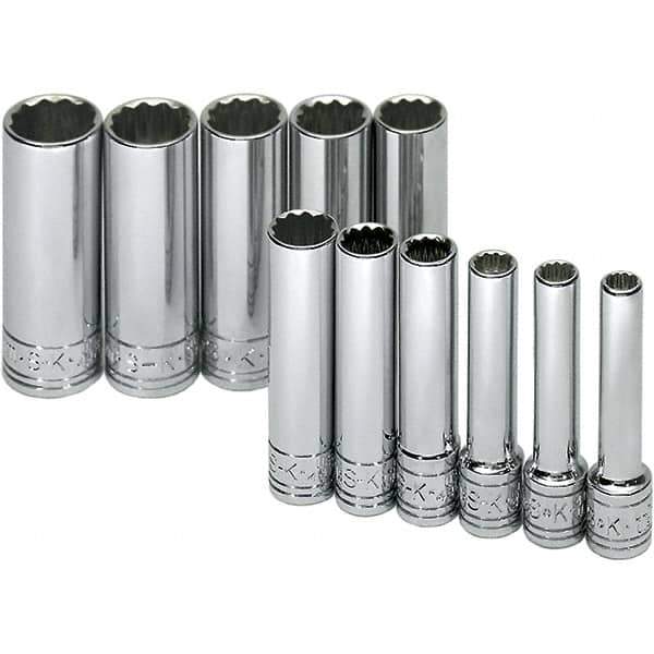 SK - 1/4" Drive Deep Socket Set - 5 to 14mm, Metric Measurement Standard - Exact Tool & Supply