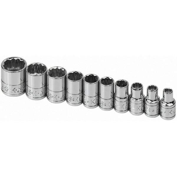 SK - 1/4" Drive Standard Socket Set - 3/16 to 9/16", Inch Measurement Standard - Exact Tool & Supply