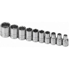 SK - 1/4" Drive Standard Socket Set - 3/16 to 9/16", Inch Measurement Standard - Exact Tool & Supply