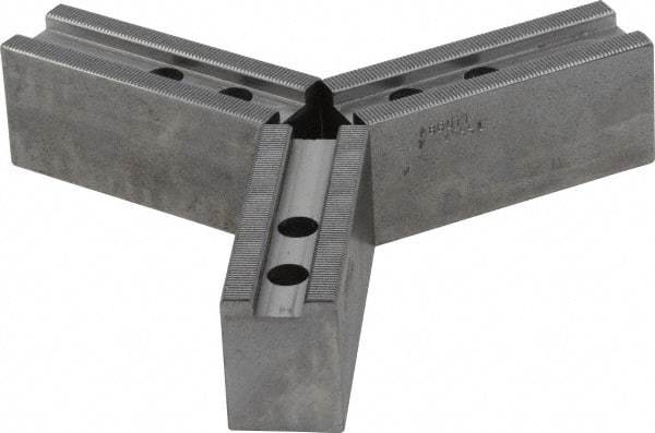 Abbott Workholding Products - 1.5mm x 60° Serrated Attachment, Square Soft Lathe Chuck Jaw - 3 Jaws, Steel, 1.1811" Btw Mount Hole Ctrs, 4-1/2" Long x 1-1/2" Wide x 2" High, 0.6299" Groove, 0.4724" & 12mm Fastener - Exact Tool & Supply
