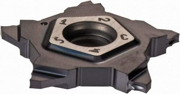 Iscar - 24N120PENTA Grade IC908, 1.19mm Cutting Width Carbide Grooving Insert - 2.01mm Max Depth of Cut, Neutral, TiN/TiAlN Finish - Exact Tool & Supply