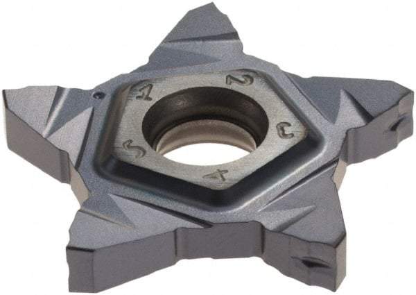 Iscar - PENTA24N315 IC908 Grade, 0.124" Cutting Width, Carbide Cutoff Insert - Neutral Lead Angle, 0.0059" Cnr Rad, TiAlN Coated - Exact Tool & Supply
