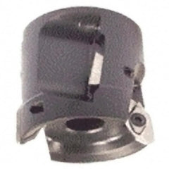 Iscar - 4 Inserts, 2-1/2" Cut Diam, 1" Arbor Diam, 1.18" Max Depth of Cut, Indexable Square-Shoulder Face Mill - 0/90° Lead Angle, 2.16" High, HM90 APCR 1605 Insert Compatibility, Through Coolant, Series Helialu - Exact Tool & Supply