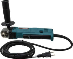 Makita - 3/8" Keyed Chuck, 2,400 RPM, Angled Handle Electric Drill - 4 Amps, 115 Volts, Reversible, Includes Chuck Key, Drill Chuck, Key Holder, Side Handle - Exact Tool & Supply