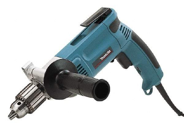 Makita - 1/2" Keyed Chuck, 900 RPM, Pistol Grip Handle Electric Drill - 7 Amps, 115 Volts, Reversible, Includes Chuck Key, Drill Chuck, Side Handle - Exact Tool & Supply