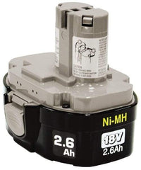Makita - 18 Volt NiMH Power Tool Battery - 2.6 Ahr Capacity, 1 hr Charge Time, Series Mforce - Exact Tool & Supply