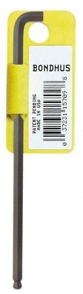 Bondhus - 3/8" Hex, Short Arm, Ball End Hex Key - 7-1/8" OAL, Protanium High Torque Steel, Inch System of Measurement - Exact Tool & Supply