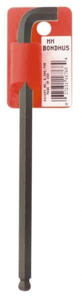 Bondhus - 8mm Hex, Short Arm, Ball End Hex Key - 6-11/16" OAL, Protanium High Torque Steel, Metric System of Measurement - Exact Tool & Supply