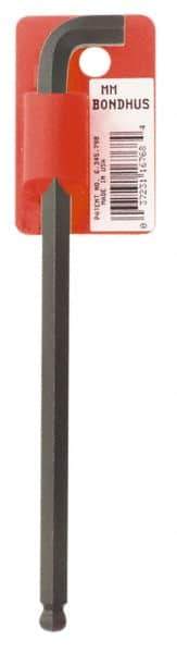 Bondhus - 10mm Hex, Short Arm, Ball End Hex Key - 7-49/64" OAL, Protanium High Torque Steel, Metric System of Measurement - Exact Tool & Supply