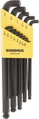 Bondhus - 13 Piece L-Key Short Arm Ball End Hex Key Set - Hex Range 0.05 to 3/8" - Exact Tool & Supply