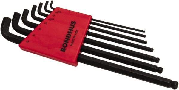 Bondhus - 7 Piece L-Key Ball End Hex Key Set - Hex Range 1.5 to 6mm - Exact Tool & Supply