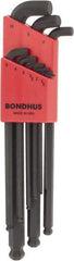 Bondhus - 9 Piece L-Key Ball End Hex Key Set - Hex Range 1.5 to 10mm - Exact Tool & Supply