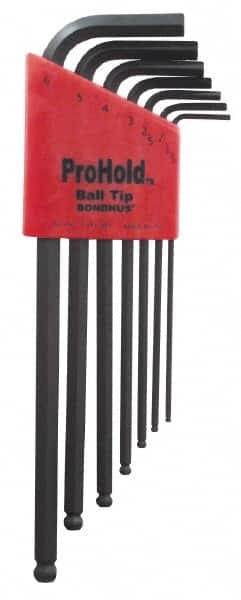 Bondhus - 7 Piece T-Handle Ball End Hex Key Set - Exact Tool & Supply