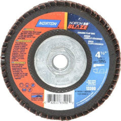 Norton - 80 Grit, 5" Disc Diam, Type 29 Flap Disc - Fiberglass Backing, Arbor Attaching System - Exact Tool & Supply