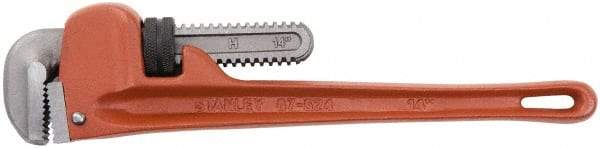 Stanley - 14" Cast Iron Straight Pipe Wrench - 2-7/8" Pipe Capacity - Exact Tool & Supply