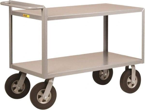 Little Giant - 1,500 Lb Capacity, 30" Wide x 54" Long x 38-1/2" High Shelf Cart - 2 Shelf, Steel, 2 Rigid/2 Swivel Casters - Exact Tool & Supply