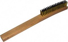 Gordon Brush - 4 Rows x 19 Columns Brass Plater Brush - 5-3/8" Brush Length, 13-3/4" OAL, 1-1/8 Trim Length, Wood Curved Handle - Exact Tool & Supply