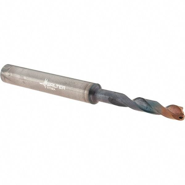 Walter-Titex - 3.8mm 140° Spiral Flute Solid Carbide Screw Machine Drill Bit - Double Coating Finish, Right Hand Cut, 24mm Flute Length, 66mm OAL, X-treme Plus Point, Straight Shank, Through Coolant - Exact Tool & Supply
