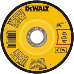 DeWALT - 24 Grit, 6" Wheel Diam, 1/4" Wheel Thickness, Type 27 Depressed Center Wheel - Aluminum Oxide, Resinoid Bond, 10,100 Max RPM - Exact Tool & Supply