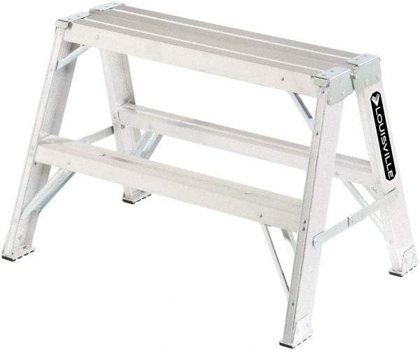 Louisville - 3 Steps, 3' High, Type IA Rating, Aluminum Sawhorse Ladder - 300 Lb Capacity, 34-3/4" Base Width - Exact Tool & Supply