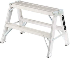 Louisville - 3 Steps, 3' High, Type IA Rating, Aluminum Sawhorse Ladder - 300 Lb Capacity, 34-3/4" Base Width - Exact Tool & Supply