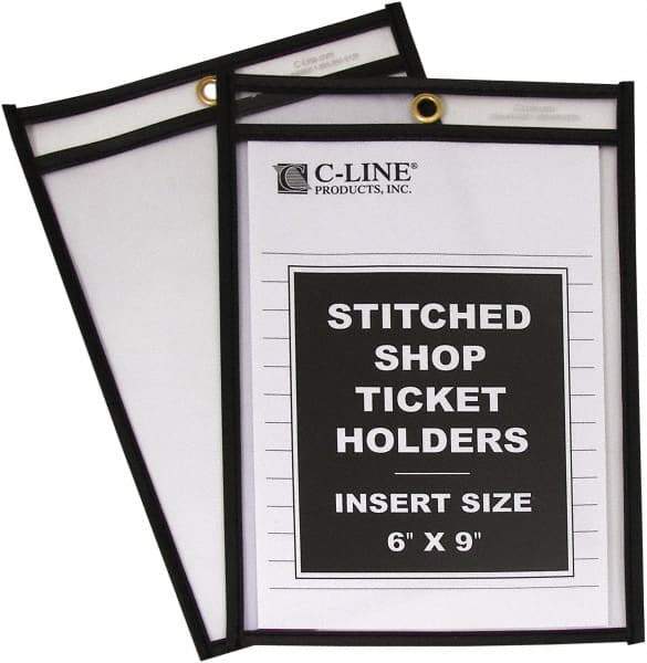 C-LINE - 25 Piece Clear Stitched Shop Ticket Holder - 9" High x 6" Wide - Exact Tool & Supply
