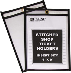 C-LINE - 25 Piece Clear Stitched Shop Ticket Holder - 9" High x 6" Wide - Exact Tool & Supply