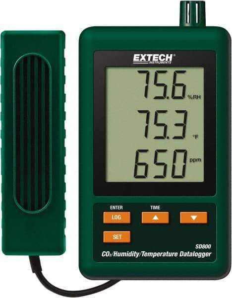 Extech - 32 to 122°F, 10 to 90% Humidity Range, Temp, CO2 Recorder - Exact Tool & Supply