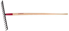 Razor-Back - Asphalt Rake with 66" Straight Wood Handle - 18-1/2" Blade Width, 16 Tines, 4" Tine Length - Exact Tool & Supply